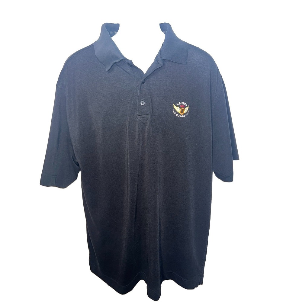 Cutter &Buck US Open 2012 Embroidered Logo Black 1/4 Button Short Sleeve Mens XL